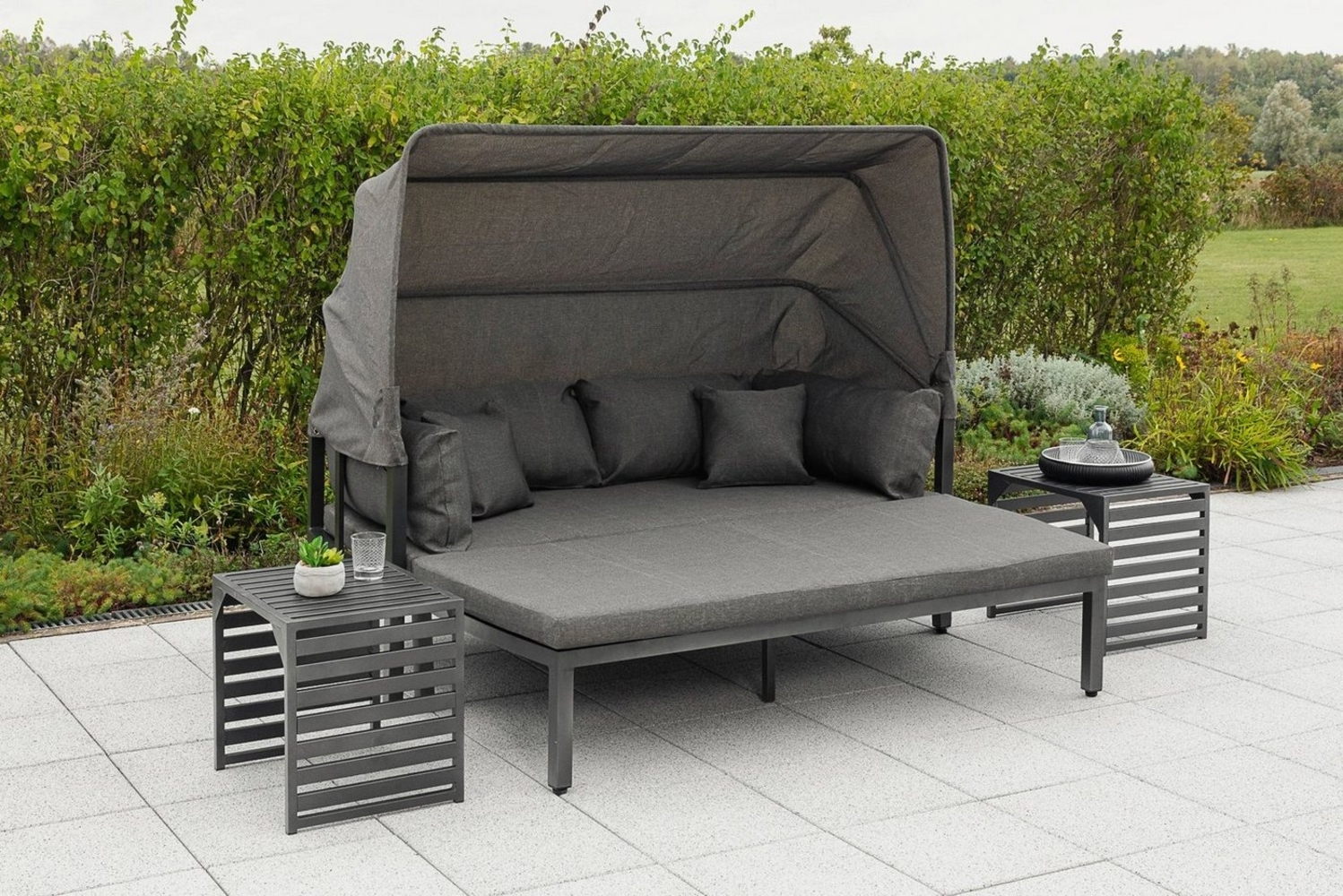 MERXX Gartenlounge-Set Argos Insel, 3er Set, aus Aluminium, mit 2 Beistelltischen, inkl. Zierkissen Bild 1