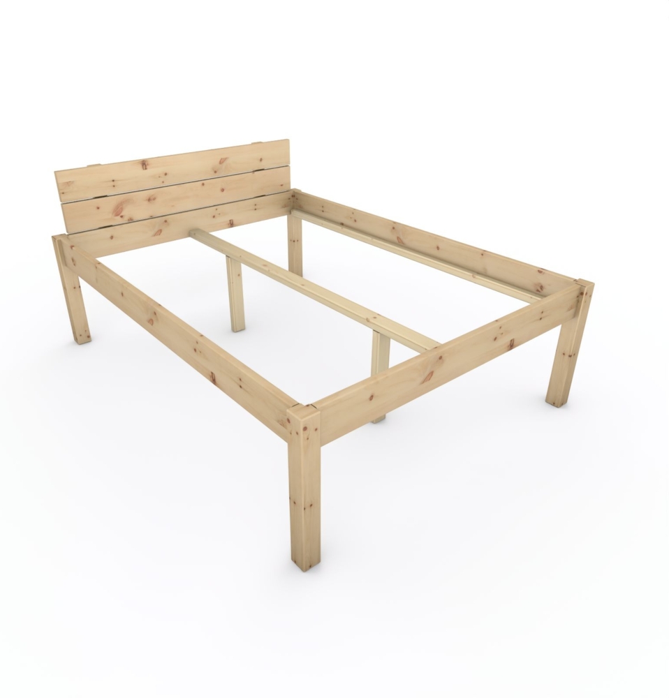 Pfostenbett "metallarm" Zirbe Holzbett "Daybett" 140 x 190cm 58cm Doppelbett Bild 1
