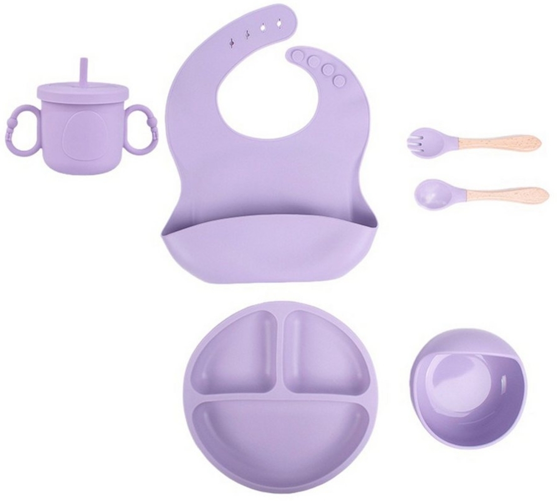 NATICY Kindergeschirr-Set Baby Geschirrset mit Saugnapf, Silikon Baby Essen Set mit Kinderteller Bild 1