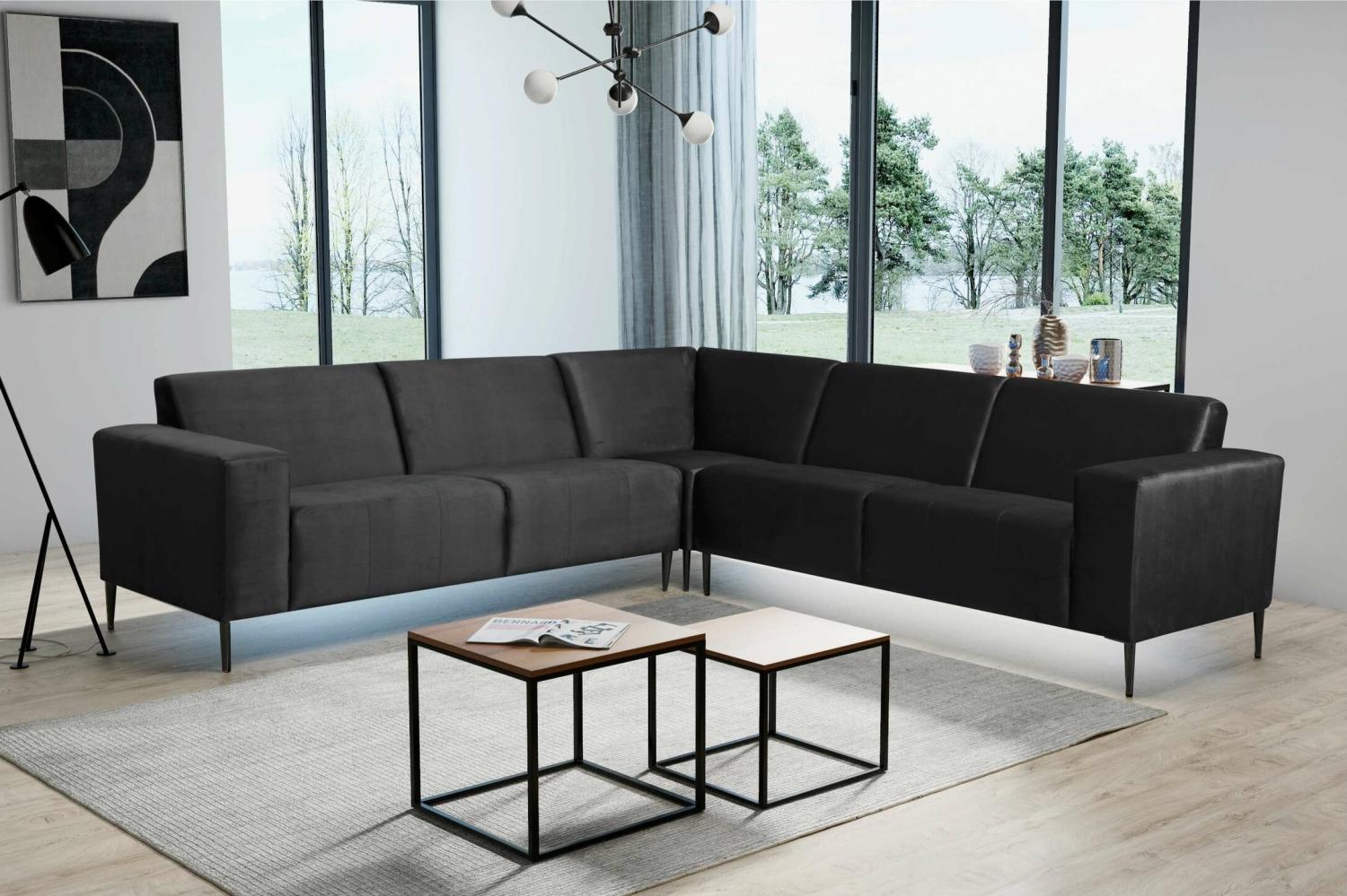 Stylefy Tarabo Ecksofa Schwarz Velours SORO Bild 1