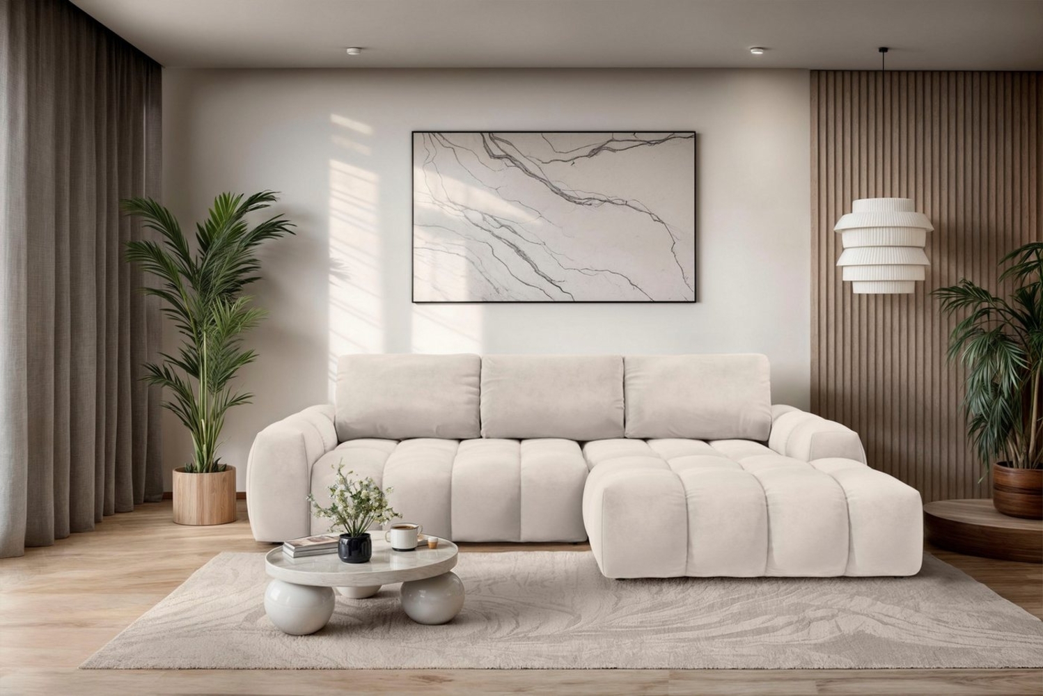 OTTO home Ecksofa AZITA klein optionale Schlafsofa mit Bettkasten, B/T/H: 270/166,5/84cm, L-Form mit Wellenunterfederung, Bubble-Optik Bild 1