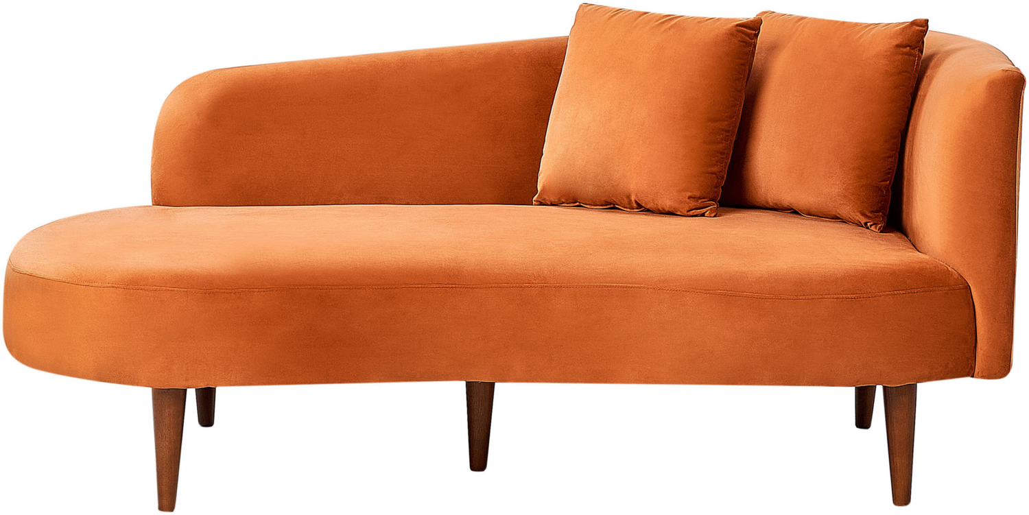 Chaiselongue Samtstoff orange rechtsseitig CHAUMONT Bild 1