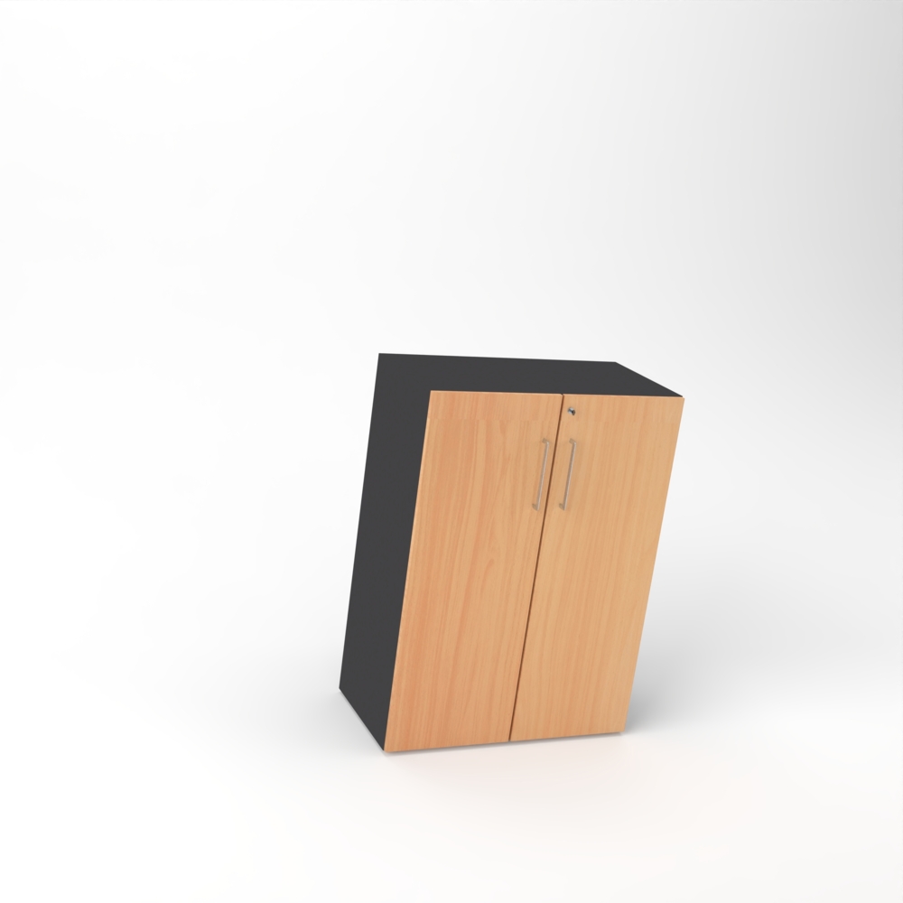 Rheinland Möbel Flügeltürenschrank Cabino 80×42×110 cm – abschließbarer Aktenschrank 3OH in Graphit/Buche mit 110° Drehtüren & Metallgriff Bild 1