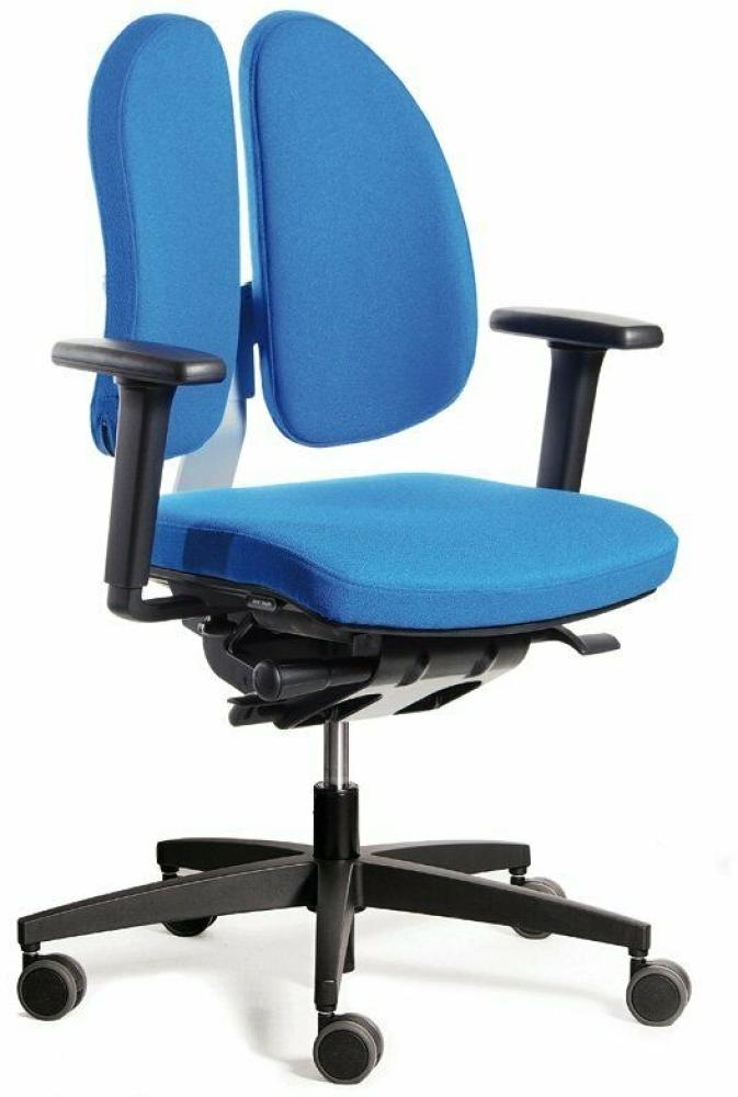 Bürostuhl Schreibtischstuhl Ergonomisch Drehstuhl Muvbeck Chefsessel Rarität Mit Alu poliert, Mittelblau, Ohne Kopfstütze, Ohne Armlehnen Bild 1