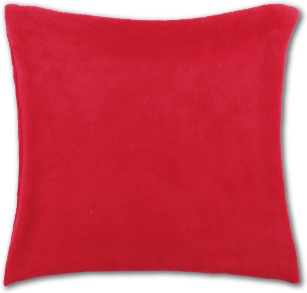Kissenhülle Kuschel 30x30cm Kissenbezug Dekokissen Auswahl: rot - scarlett mit Füllung Bild 1