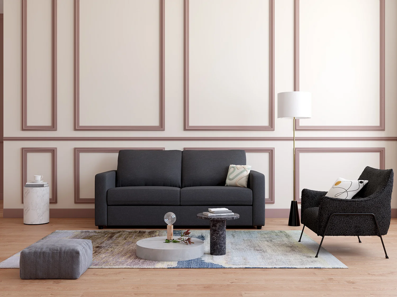 Vente-unique - Schlafsofa mit Matratze 3-Sitzer - Stoff - Anthrazit - Liegefläche 140 cm - Matratze 14 cm - DONETO Bild 1