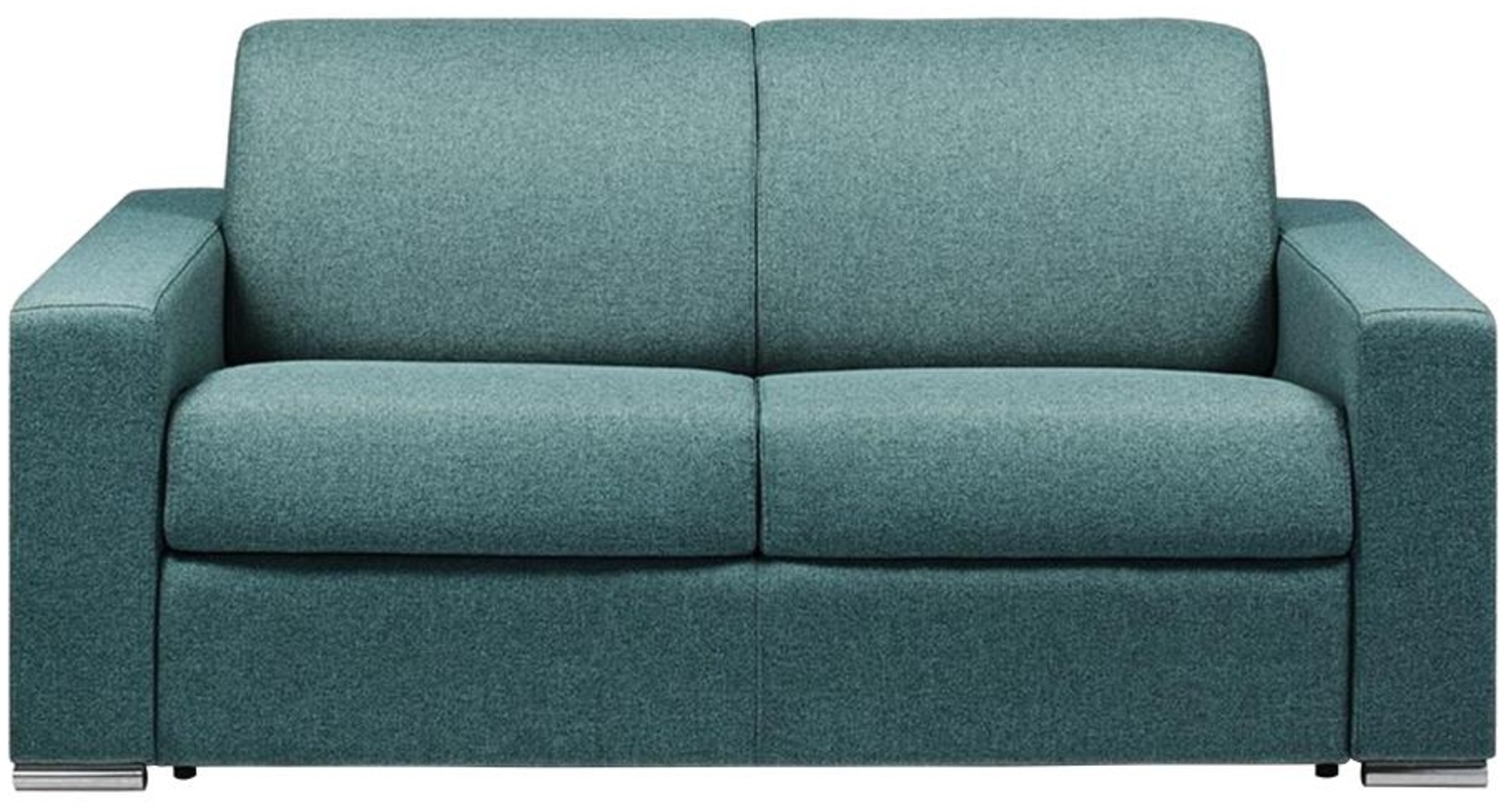 Vente-unique - Schlafsofa mit Matratze 2-Sitzer Stoff - Blau - Liegfläche mit Lattenrost: 120 cm - Matratzenhöhe: 14 cm mit Memory Schaum - CALITO Bild 1