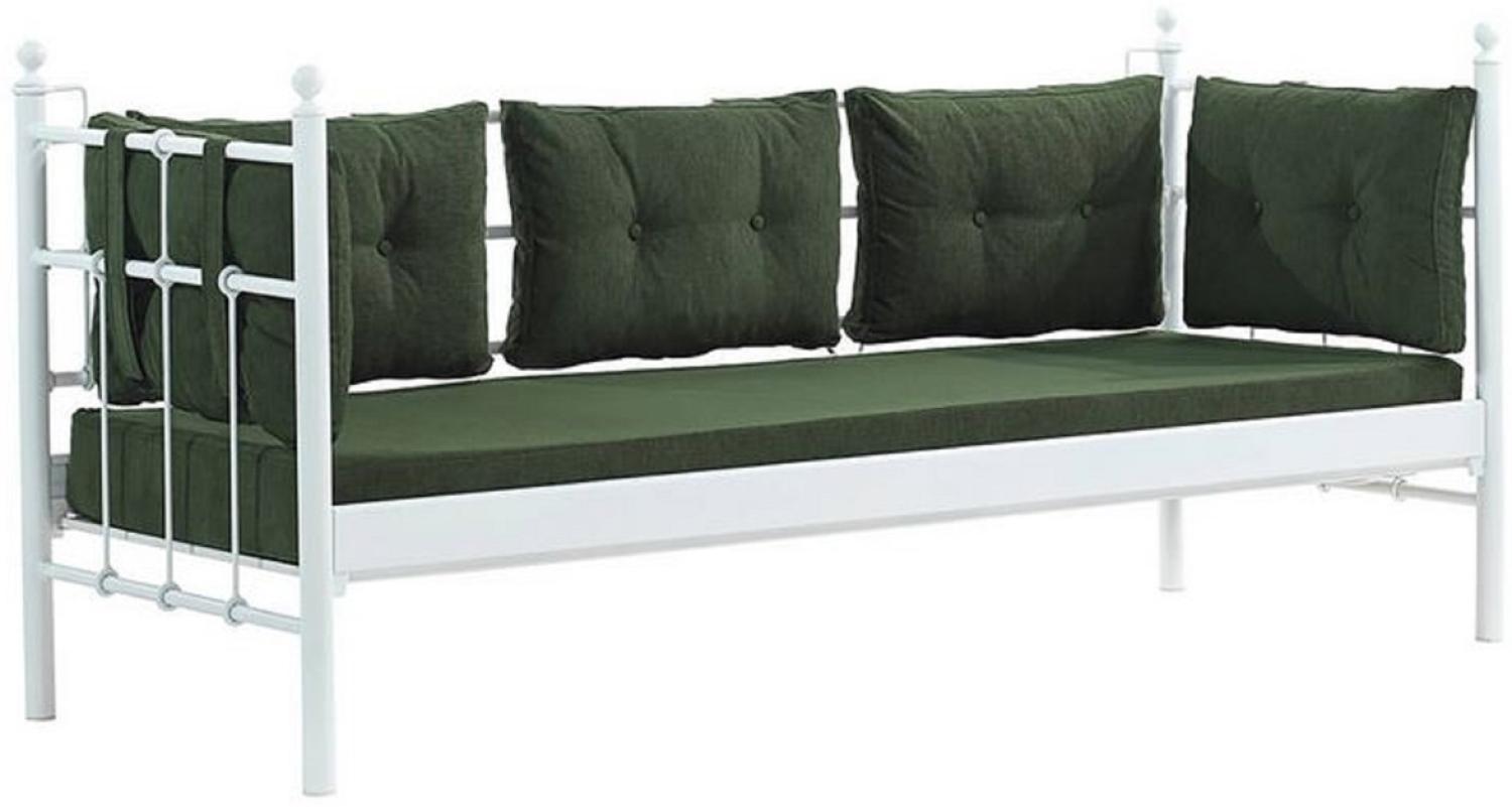 Casa Padrino Jugendstil Gartensofa Weiß / Dunkelgrün 200 x 70 x H. 92 cm - Garten Sofa - Terrassen Sofa - Garten & Terrassen Möbel Bild 1