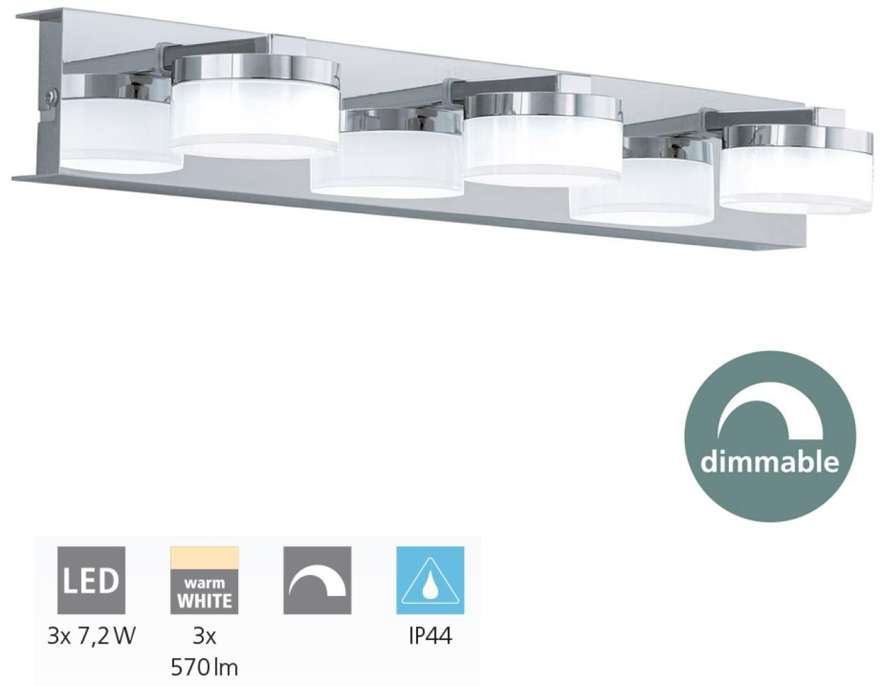 Eglo 96543 Wandleuchte Badezimmerlampe ROMENDO 1 L:45cm dimmbar in klar, satiniert 3X7,2W IP44 Bild 1