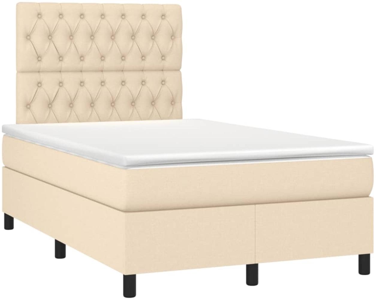 vidaXL Boxspringbett mit Matratze Creme 120x190 cm Stoff 3269907 Bild 1