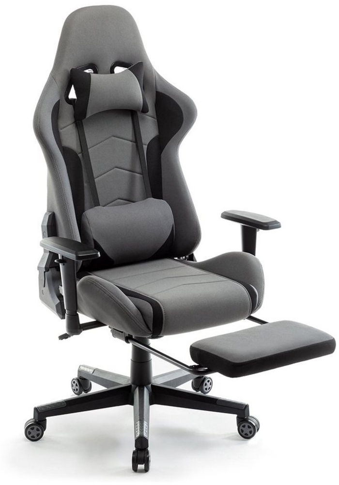 Intimate WM Heart Gaming-Stuhl Stoff Schreibtischstuhl, Ergonomischer Bürostuhl, mit Einziehbarer Fußstütze und Hoher Rückenlehne Bild 1