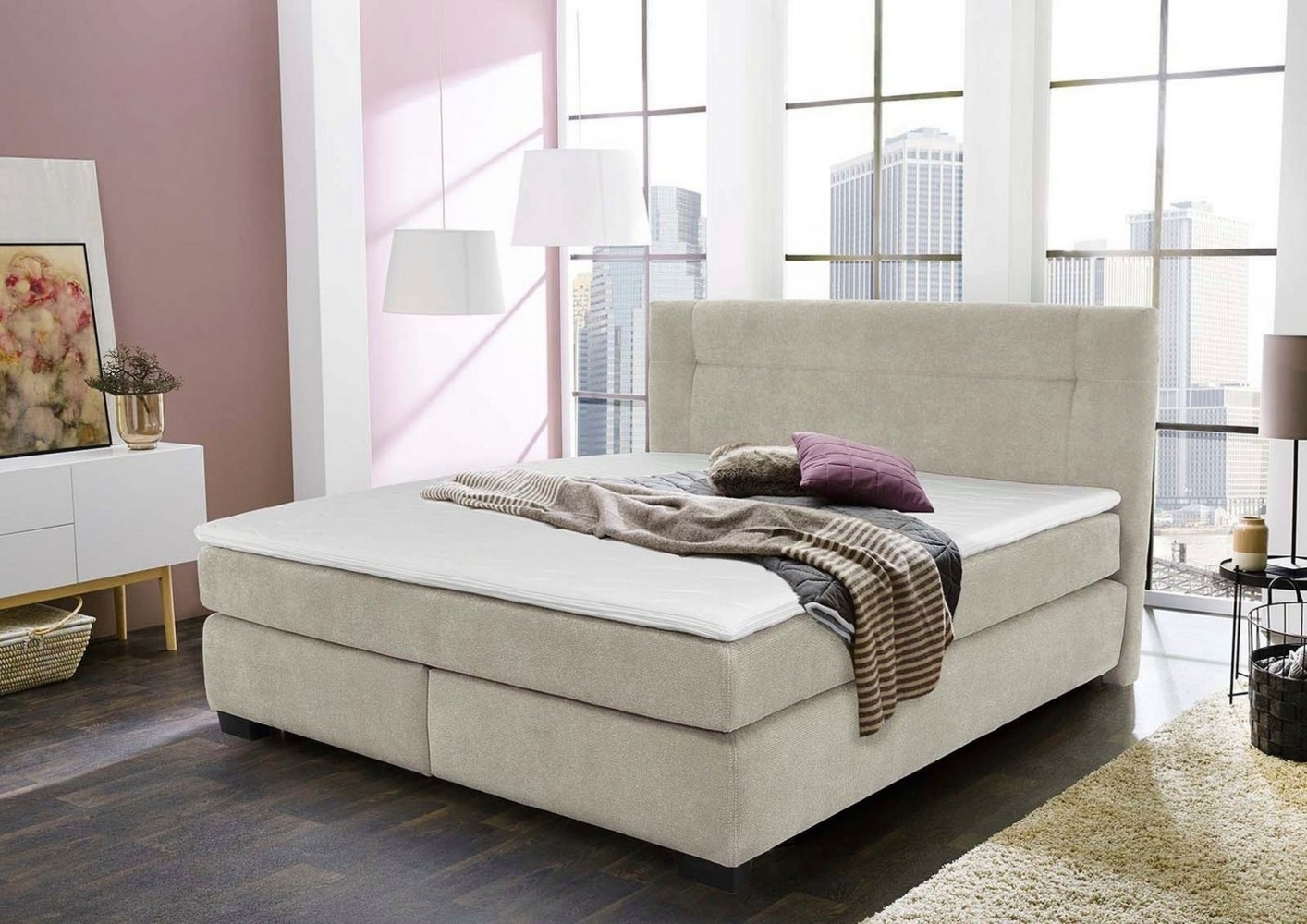 Jockenhöfer Gruppe Boxspringbett Family, inklusive 7-Zonen-TTFK-Matratzen und Kaltschaumtopper, erhältlich in den Breiten 120,140 & 180cm Bild 1