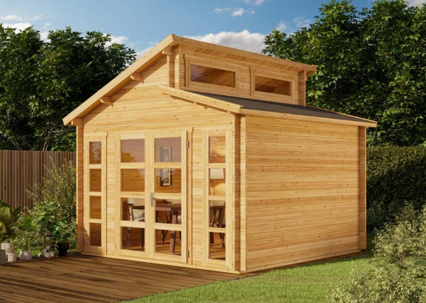 Alpholz Doppel-Pultdach Gartenhaus Modell Vinea-40 Gartenhaus aus Holz in Braun Holzhaus mit 40 mm Wandstärke Blockbohlenhaus mit Montagematerial Bild 1