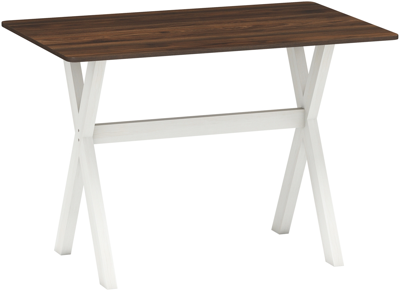 Esstisch Holztisch mit X-förmigem Gestell für kleine Räume Akzent-Beistelltisch mit Holzmaserungstextur Tischplatte Nuss Bild 1