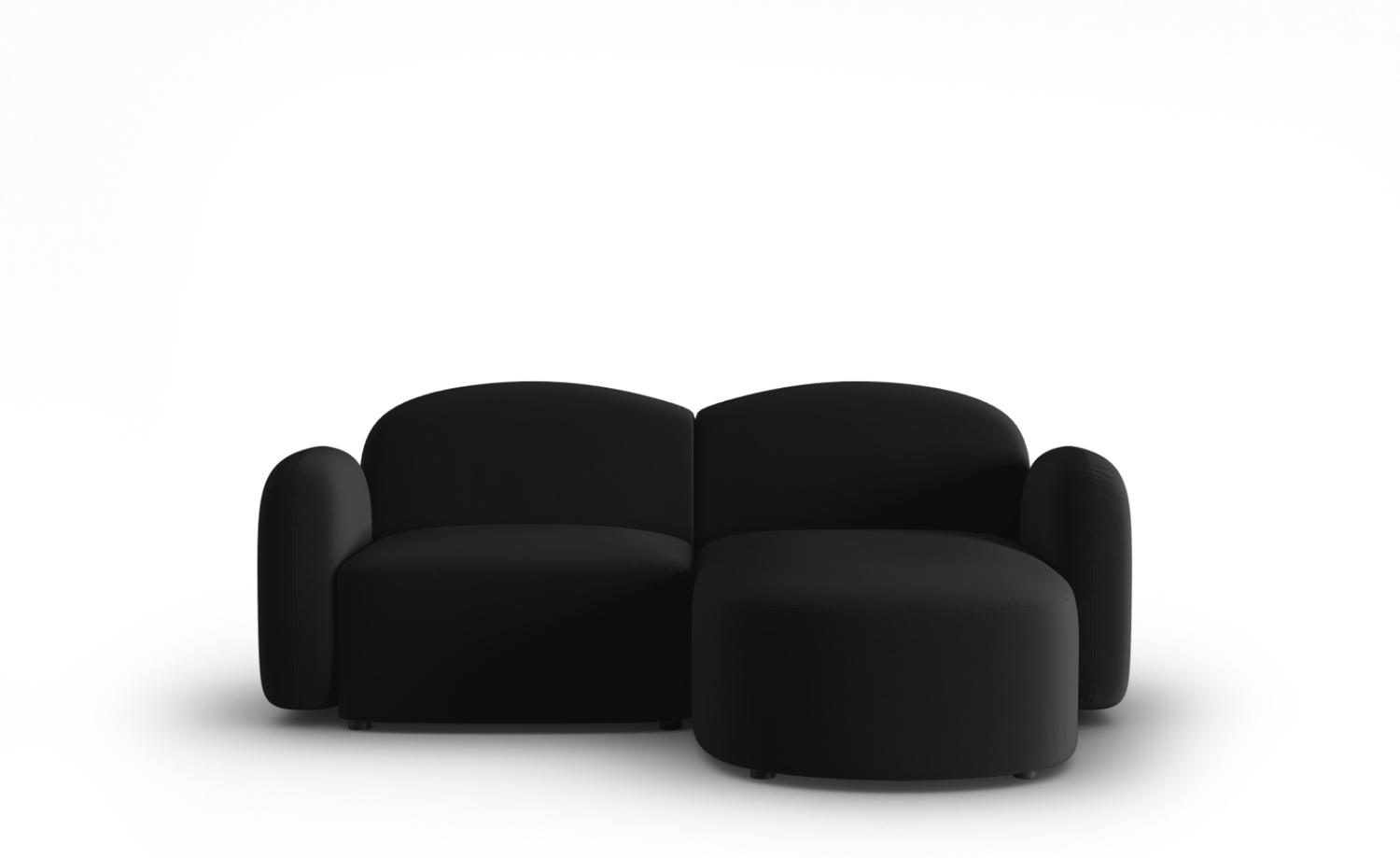 Micadoni Ecksofa Blair 3-Sitzer Rechts Samtstoff Schwarz Bild 1