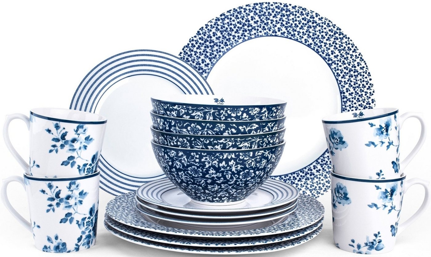 LAURA ASHLEY BLUEPRINT COLLECTABLES Kombiservice Geschirr-Set, Service China Rose, Sweet Allysum, Floris, Candy Stripe (16-tlg), 4 Personen, Porzellan, 16 Teile, für 4 Personen Bild 1