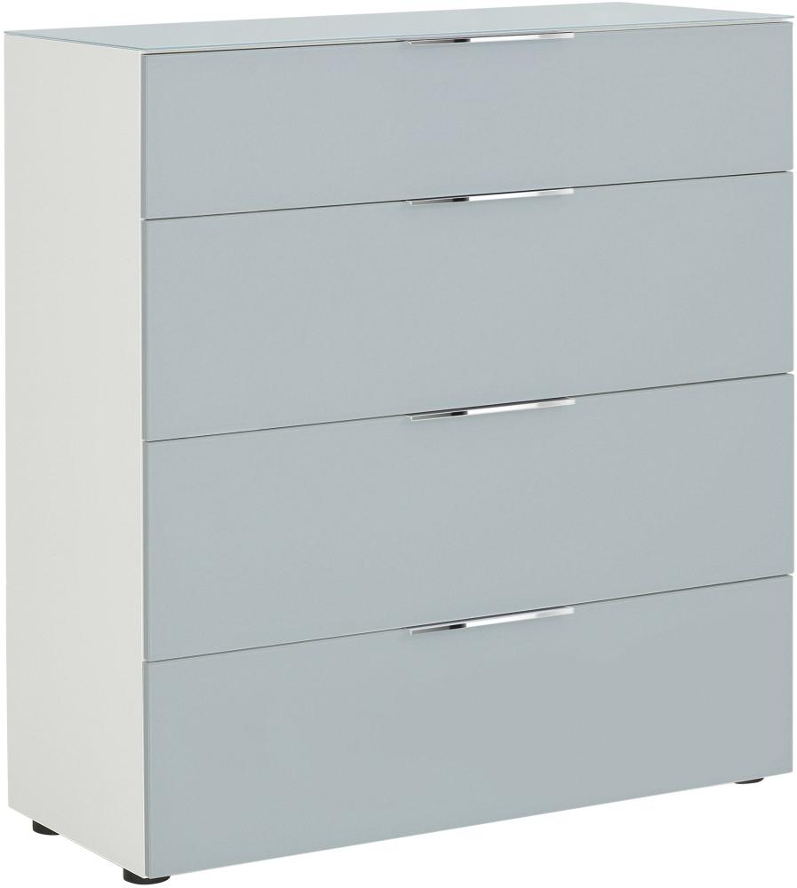 Kommode >TREND< (BxHxT: 90 x 99 x 40 cm) in weiß matt - Glas seidengrau matt Bild 1