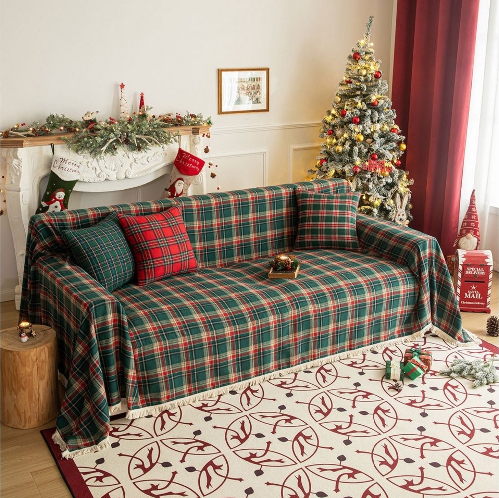 Plaid Sofaüberwurf Waffel Kuscheldecke mit Quasten Plaid Couchdecke, Qelus, 180*230/180*260/180*300/180*340cm Bild 1