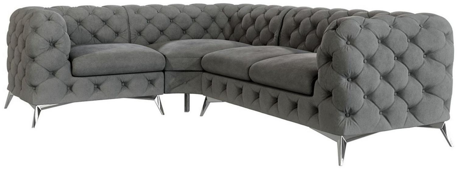 S-Style Möbel Ecksofa Chesterfield Kalina mit Silber Metall Füßen, mit Wellenfederung Bild 1