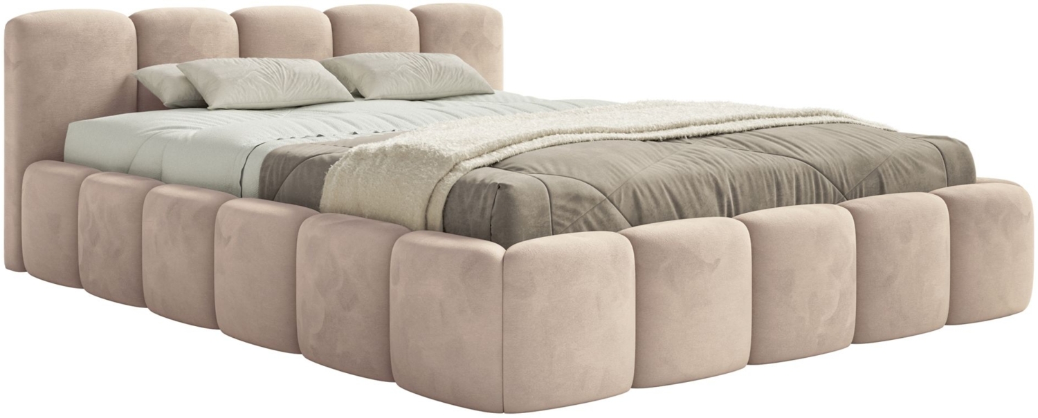 Selsey 'Cloudy Low' Polsterbett 200x200 cm, wasserabweisender Samt, Beige Bild 1