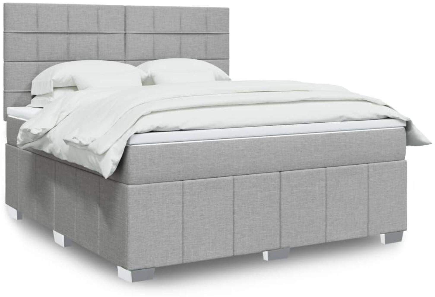 vidaXL Boxspringbett mit Matratze Hellgrau 180x200 cm Stoff 3294047 Bild 1