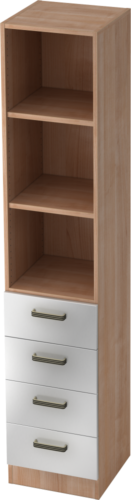 bümö office Aktenschrank Regal mit Schubladen, Büroschrank schmal aus FSC-Holz, 40cm breit in Nussbaum/Silber - Aktenregal & Schubladenschrank mit Relinggriffen, Büro Möbel Schrank System, 7600-N-S-SG Bild 1