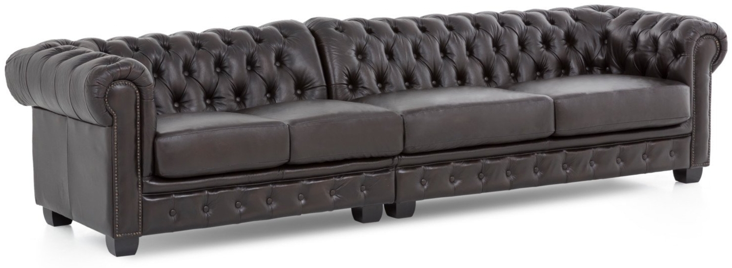 Sofa Chesterfield 5-Sitzer Echtleder braun Bild 1