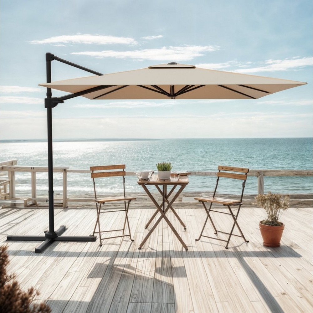 HOMALL Sonnenschirm Sonnenschirm mit Ständer, 360 Grad drehbar, UV-Schutz 50+, 330*245CM, 270*270CM, Gewicht 16KG, faltbar, geeignet für Garten, Terrasse, Schwimmbad, am Meer Bild 1