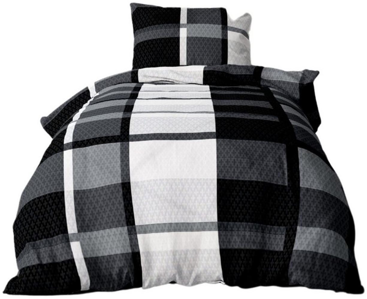 Leonado Vicenti Bettwäsche flottes Design, weicher Stoff, Microfaser, 2 teilig, Weich, pflegeleicht, fast knitterfrei, Reißverschluß, Karomuster Bild 1