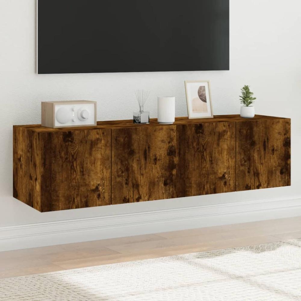 vidaXL TV-Wandschränke mit LED-Leuchten 2 Stk. Räuchereiche 60x35x31cm 837276 Bild 1