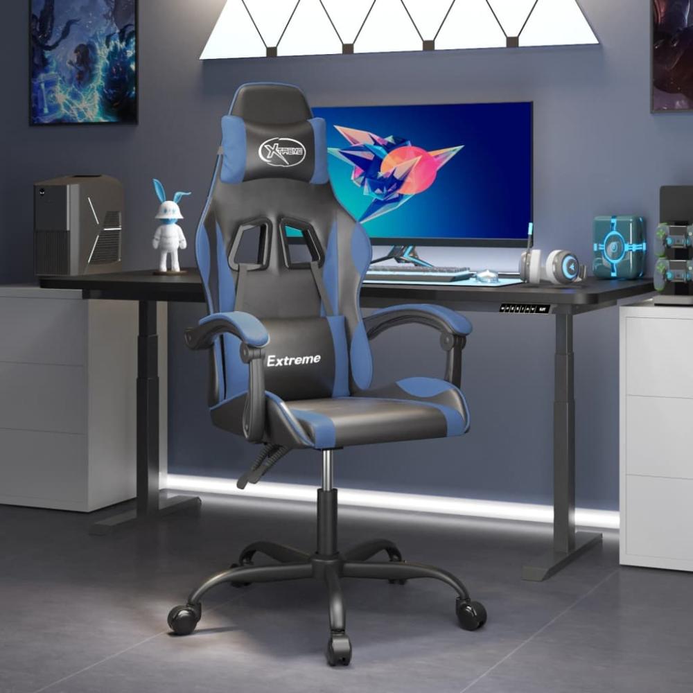 vidaXL Gaming-Stuhl Drehbar Schwarz und Blau Kunstleder [349567] Bild 1