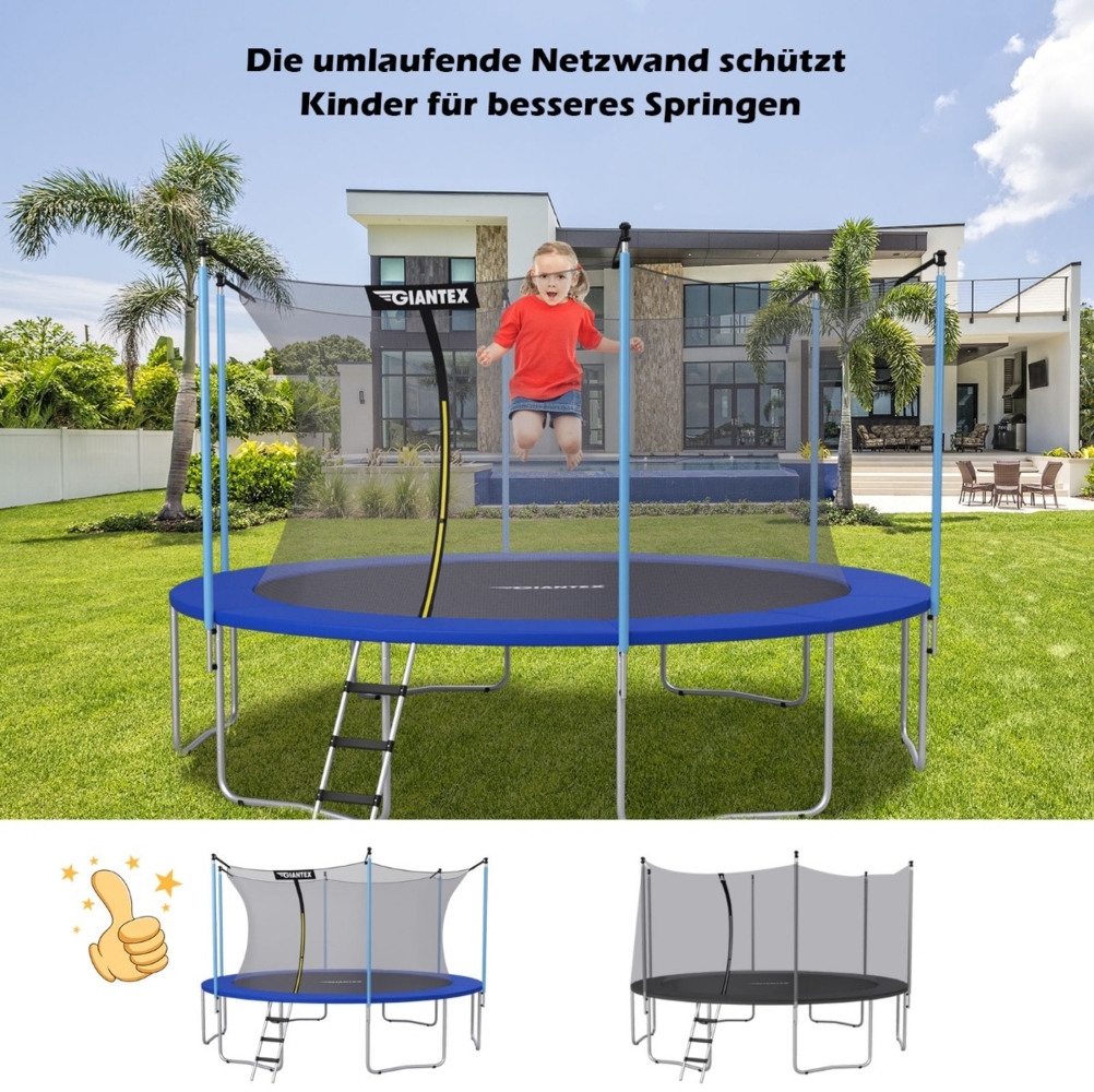Ø305 cm Trampolin Sicherheitsnetz innenliegend für Gartentrampoline Schwarz Bild 1