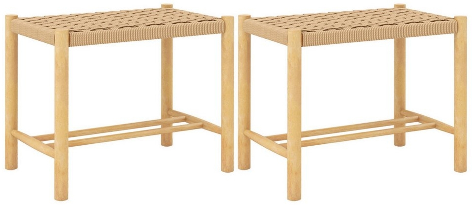 COSTWAY Barhocker, 2er Set, mit Fußstütze, Massivholz, Sitzhöhe 45cm, 150kg Bild 1