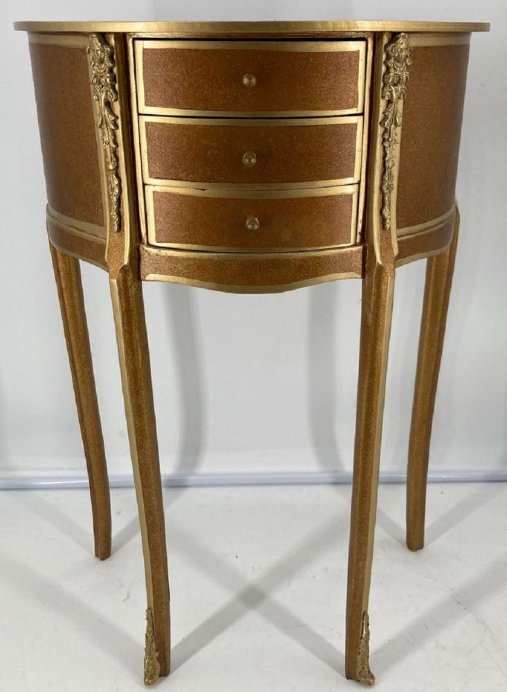 Casa Padrino Barock Nachtkommode Braun / Gold - Handgefertigte Massivholz Kommode im Barockstil - Antik Stil Nachttisch - Beistelltisch mit 3 Schubladen - Barock Möbel Bild 1