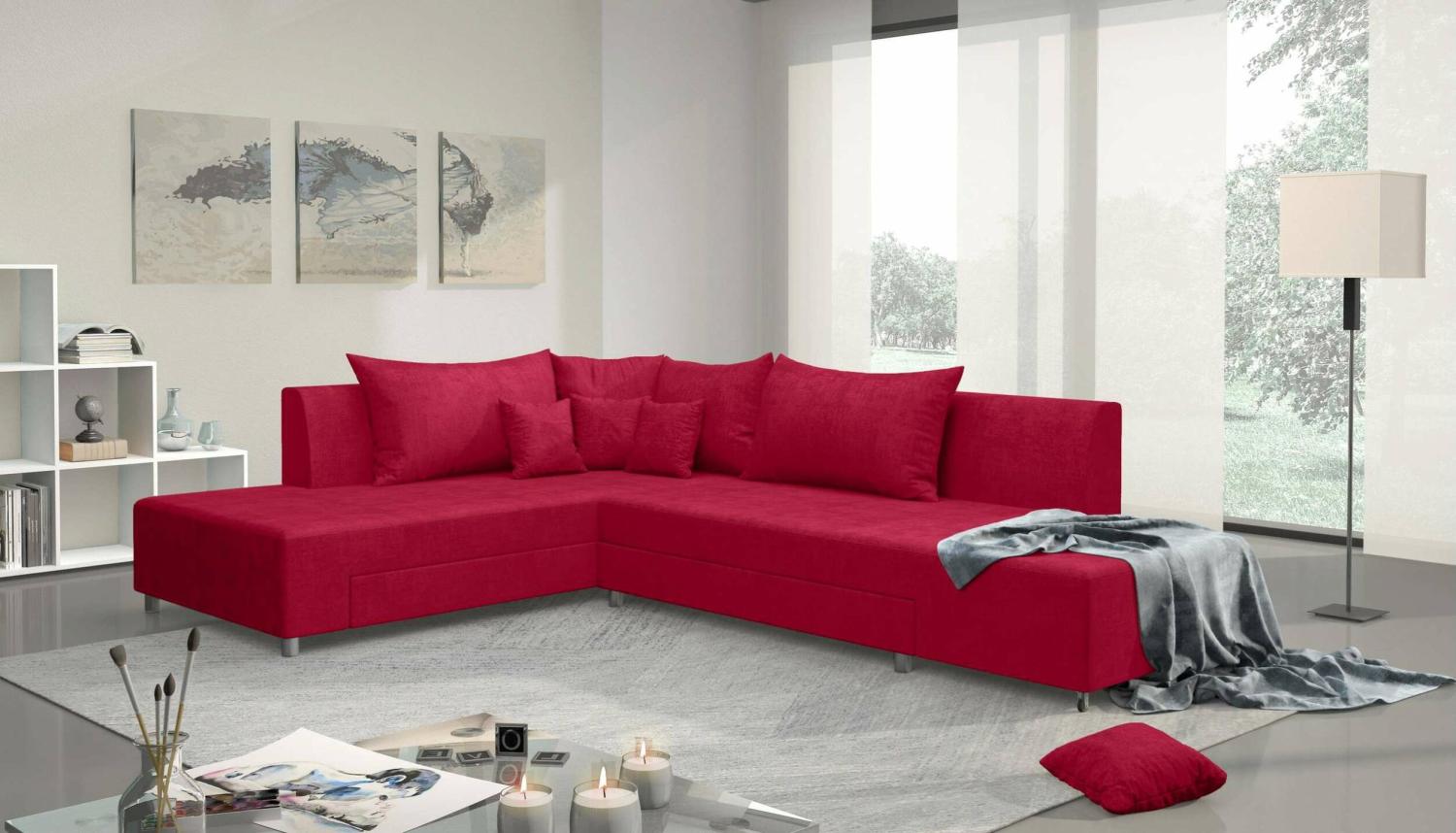 Stylefy Livia Ecksofa Rot Velours Bild 1