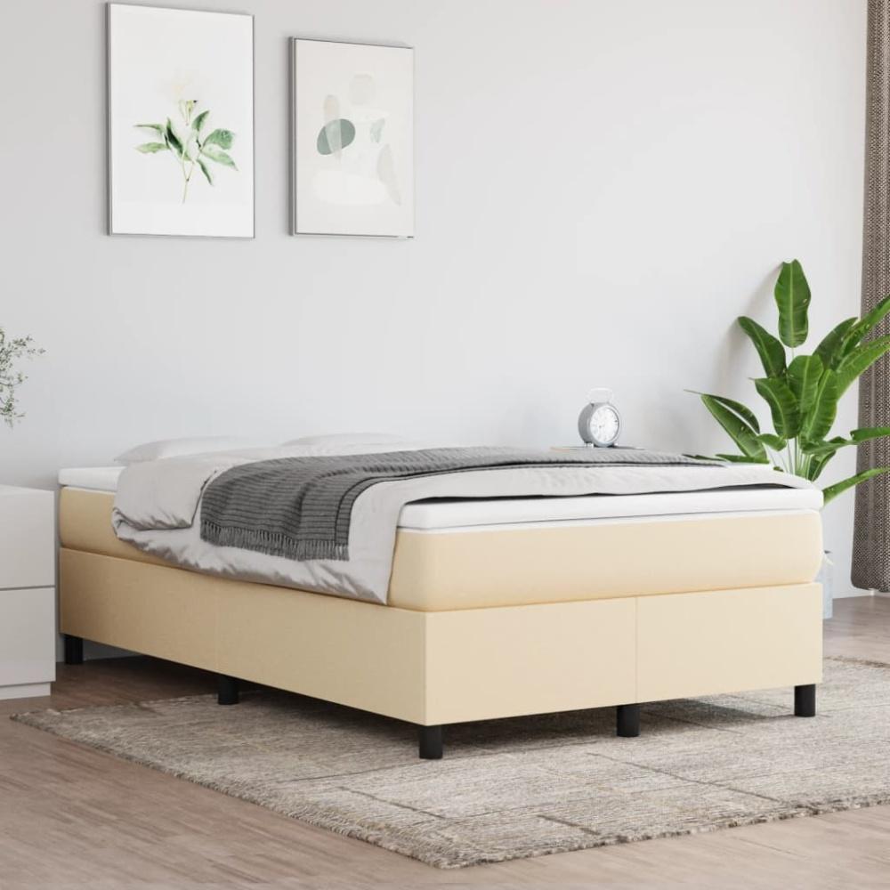 vidaXL Boxspringbett mit Matratze Creme 120x200 cm Stoff, Härtegrad: H2 [3144412] Bild 1