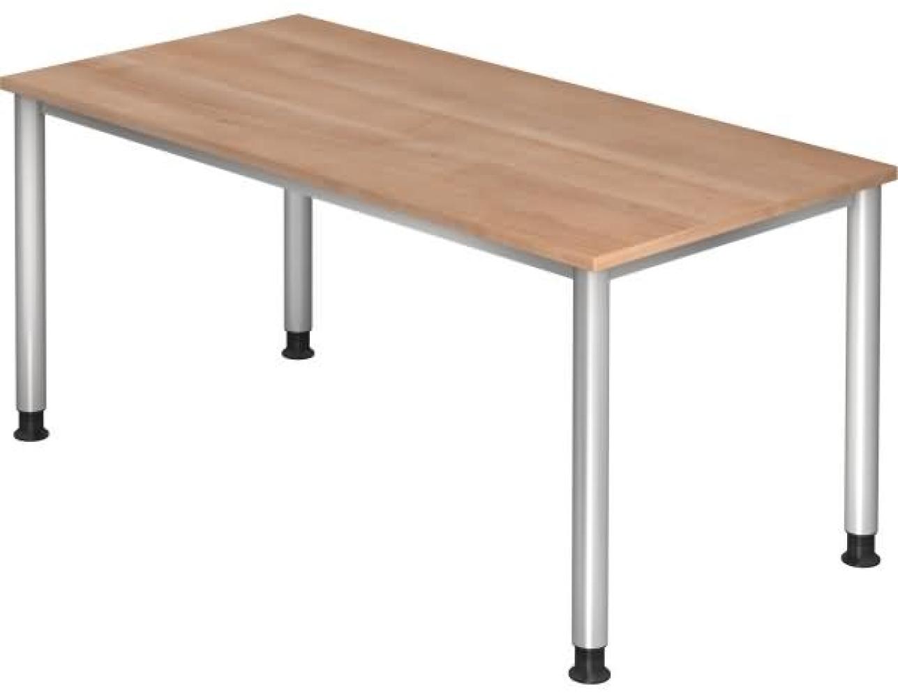 Schreibtisch HS16 4-Fuß rund 160x80cm Nussbaum Gestellfarbe: Silber Bild 1