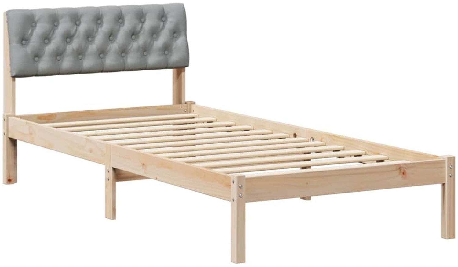 vidaXL Bettgestell Braun und hellgrau 90 x 190 cm Massivholz Kiefer 878644 Bild 1