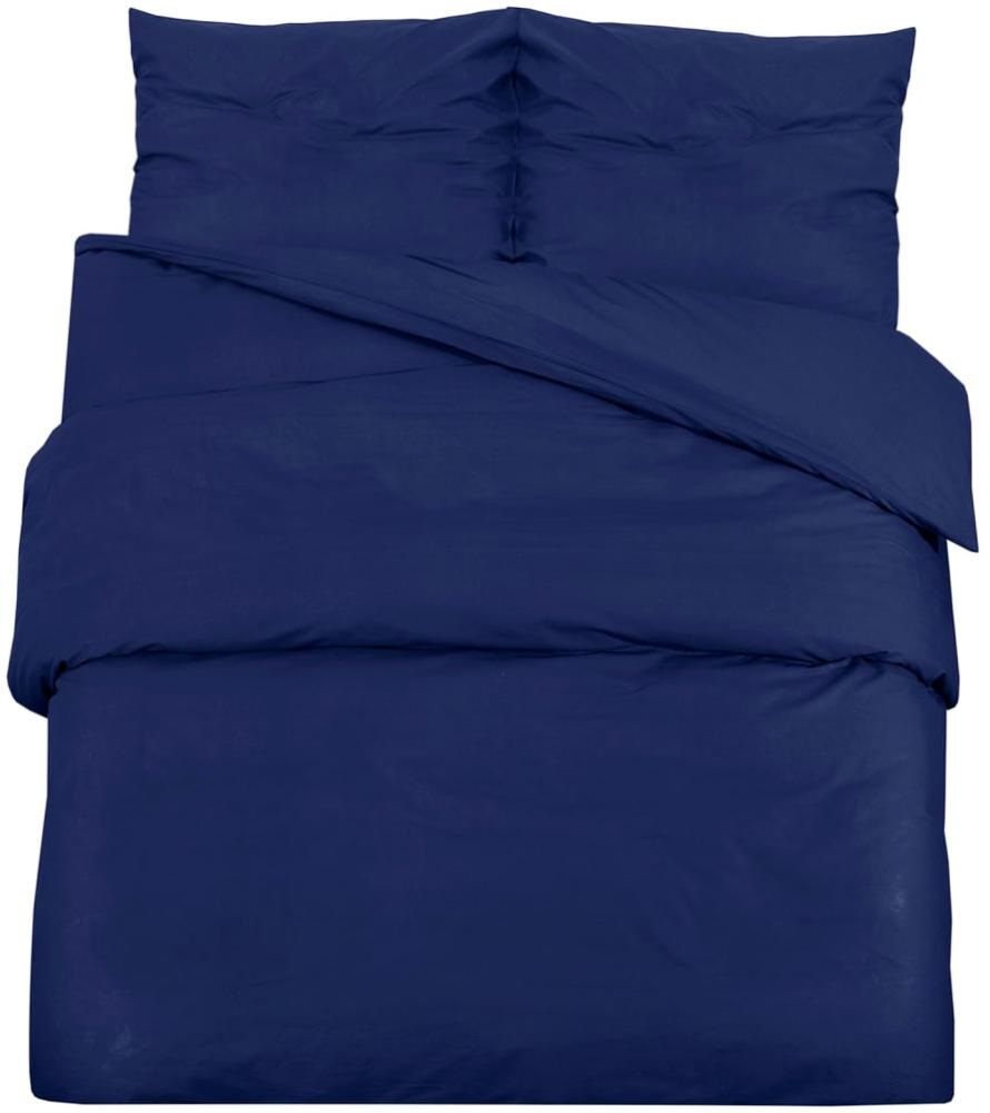 vidaXL Bettwäsche-Set Marineblau 260x240 cm Leichte Mikrofaser 136004 Bild 1
