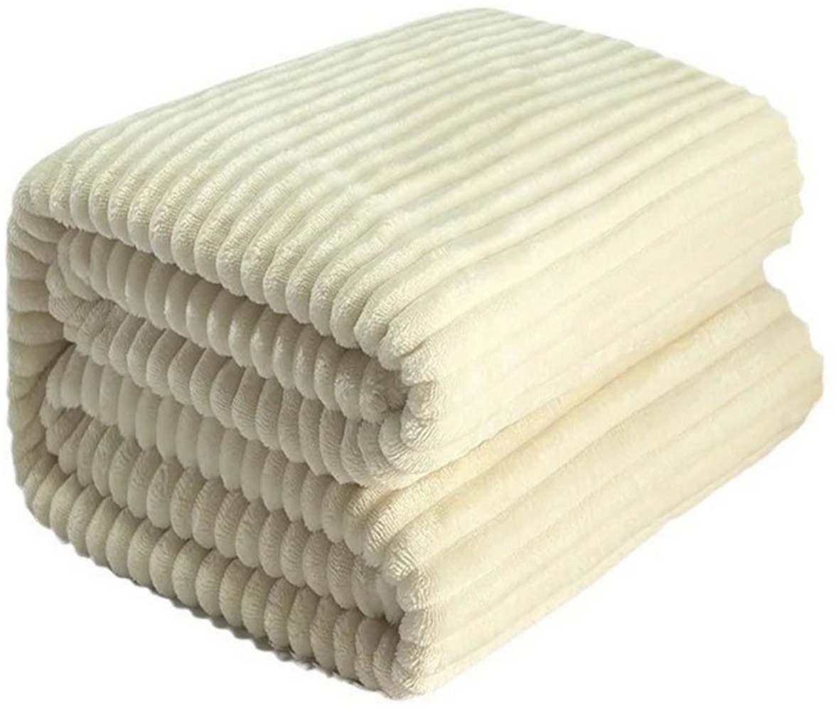 Wohndecke Kuscheldecke Fleecedecke Mikrofaser Tagesdecke 150x200cm Beige, FELIXLEO Bild 1