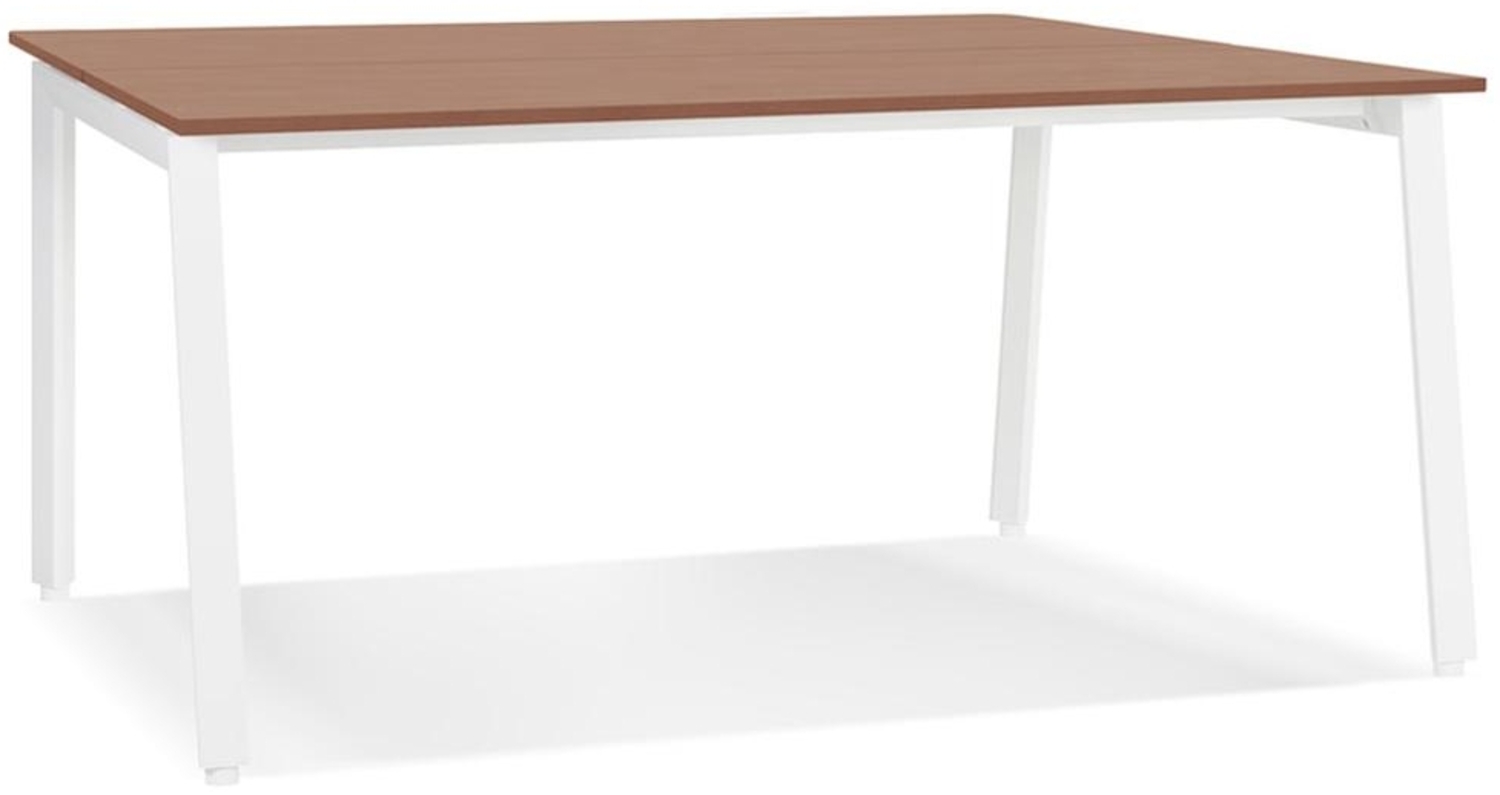 Kadima Design Arbeitstisch Holz & Metall | 160x160 cm | Meeting Robust Stilvoll | Braun-Weiß | Bürotisch Bild 1