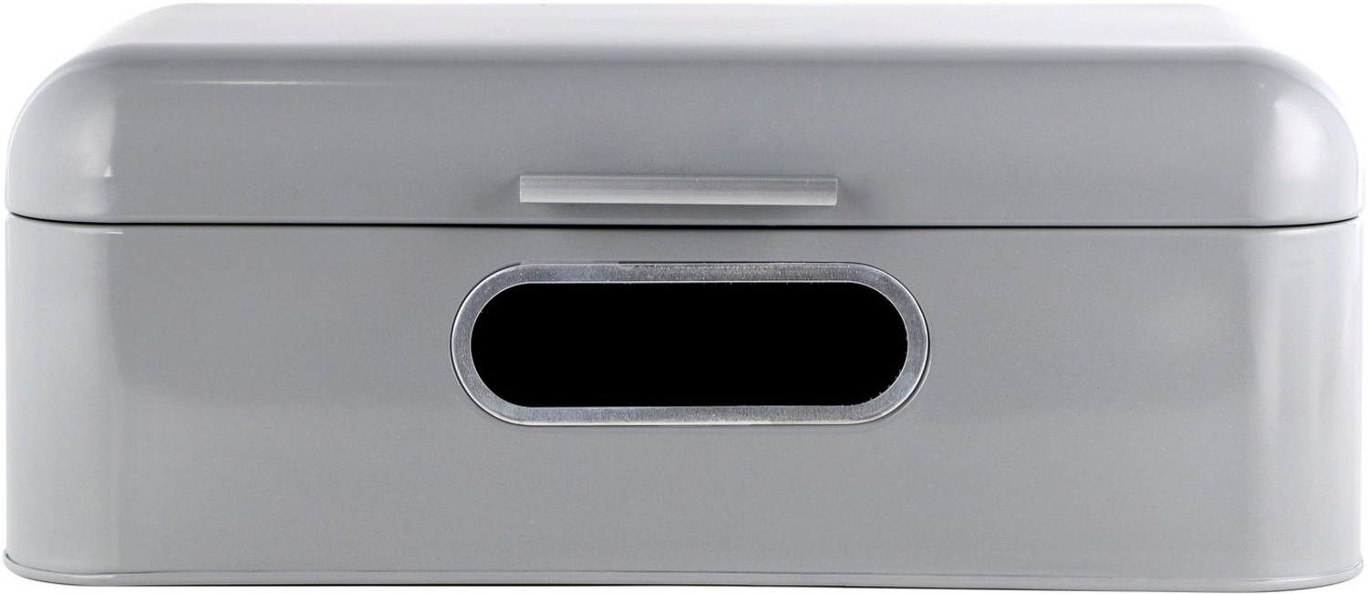 Echtwerk stilvoller Brotkasten, Retro-Brotbox aus Metall mit Sichtfenster, Platzsparende Aufbewahrungsbox, Brotkorb mit Deckel, Aufbewahrung für noch länger frisches Brot, Grau, 42 x 23 x 16,5 cm Bild 1