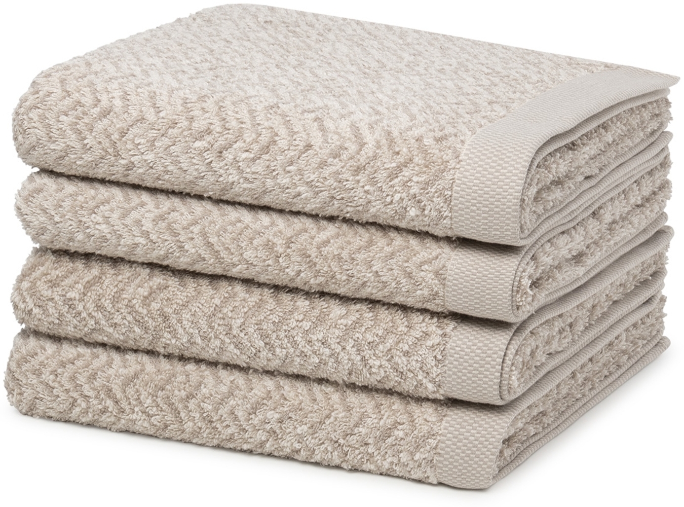 Möve Brooklyn Fischgrat 4 tlg. Frottier-Set - 4 X Handtuch (50 X 100cm) - 600 g/m2 - Nature/Cashmere Bild 1