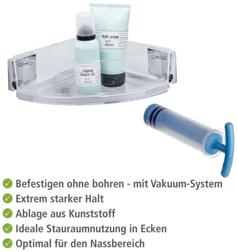 WENKO QUADRO Dusch Eckablage, Edelstahl, Befestigen ohne bohren, Vacuum-Loc® Bild 1