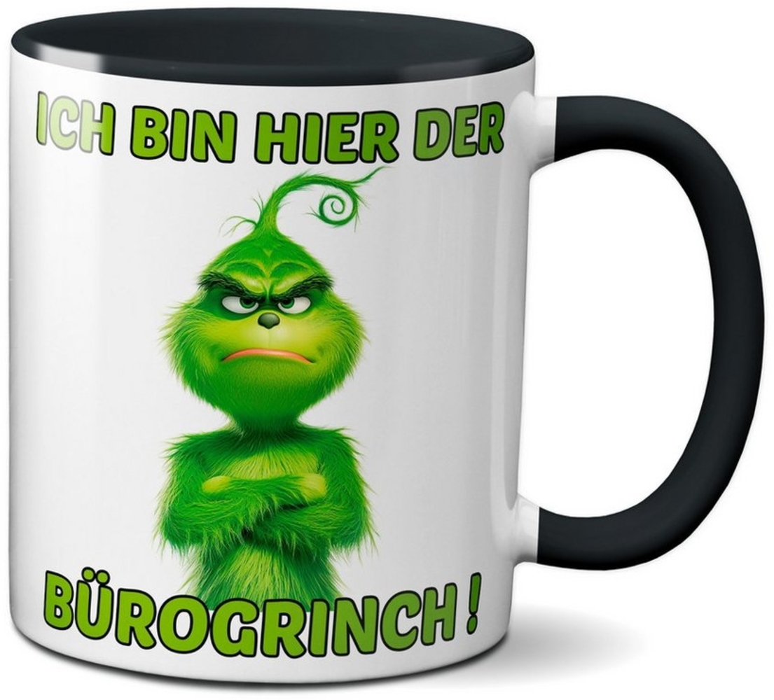 TASSENKING Tasse, Weihnachten "Bürogrinch" - lustig - Tasse - Kaffeebecher (schwarz) Bild 1