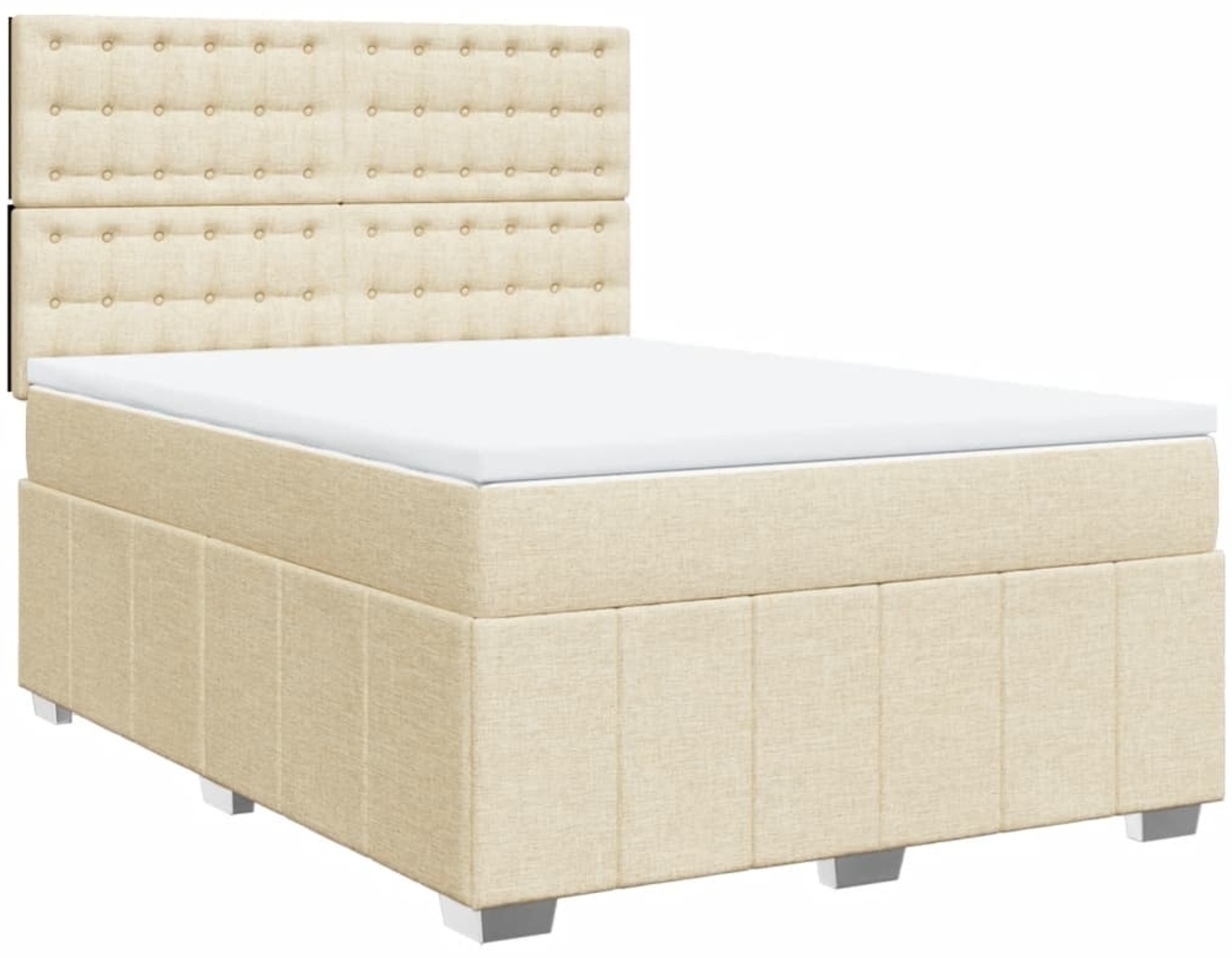 vidaXL Boxspringbett mit Matratze Creme 140x200 cm Stoff 3291710 Bild 1