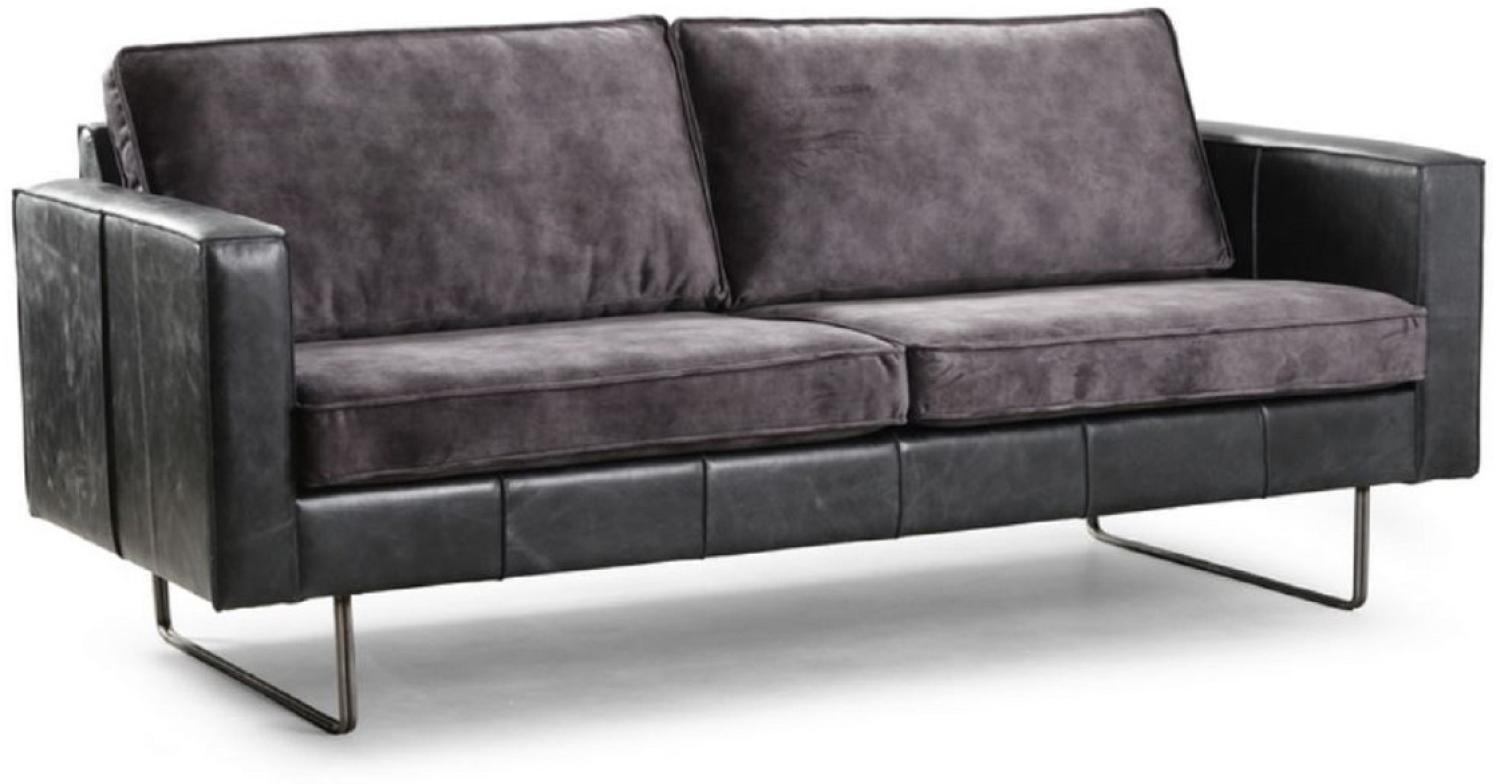 Casa Padrino Luxus Leder 2er Sofa Vintage Grau 170 x 90 x H. 85 cm - Echtleder Wohnzimmer Sofa - Wohnzimmer Möbel - Luxus Kollektion Bild 1