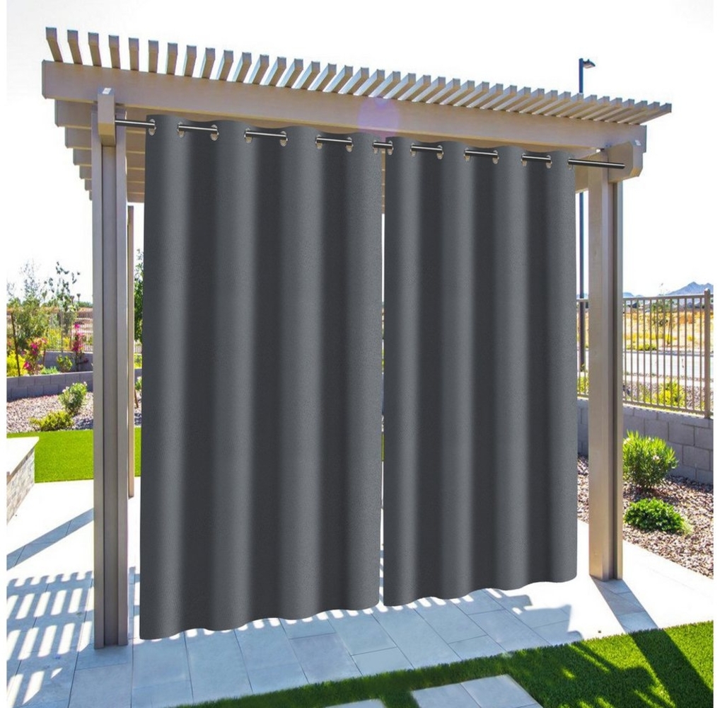 Clanmacy Outdoorvorhang Outdoor Vorhang Wetterfest mit Ösen Oben Gardinen Veranda Blickdicht Bild 1
