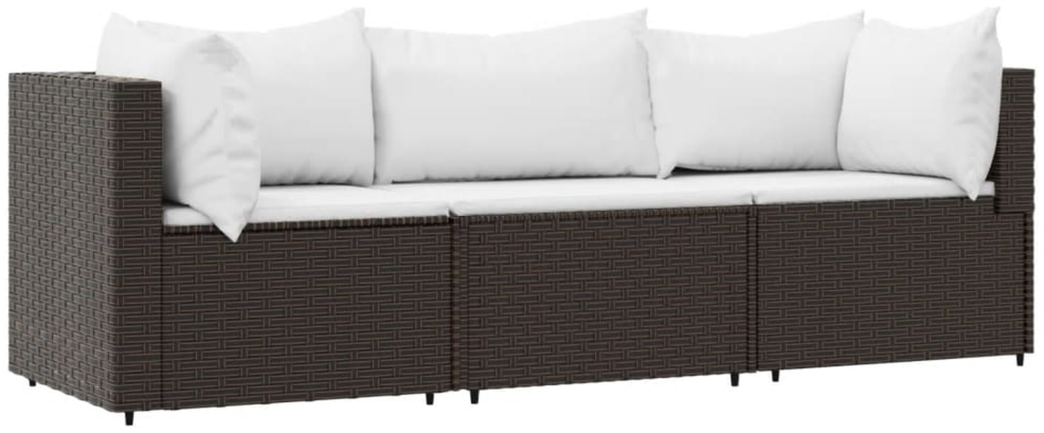 vidaXL 3-tlg. Garten-Lounge-Set mit Kissen Braun Poly Rattan 319750 Bild 1