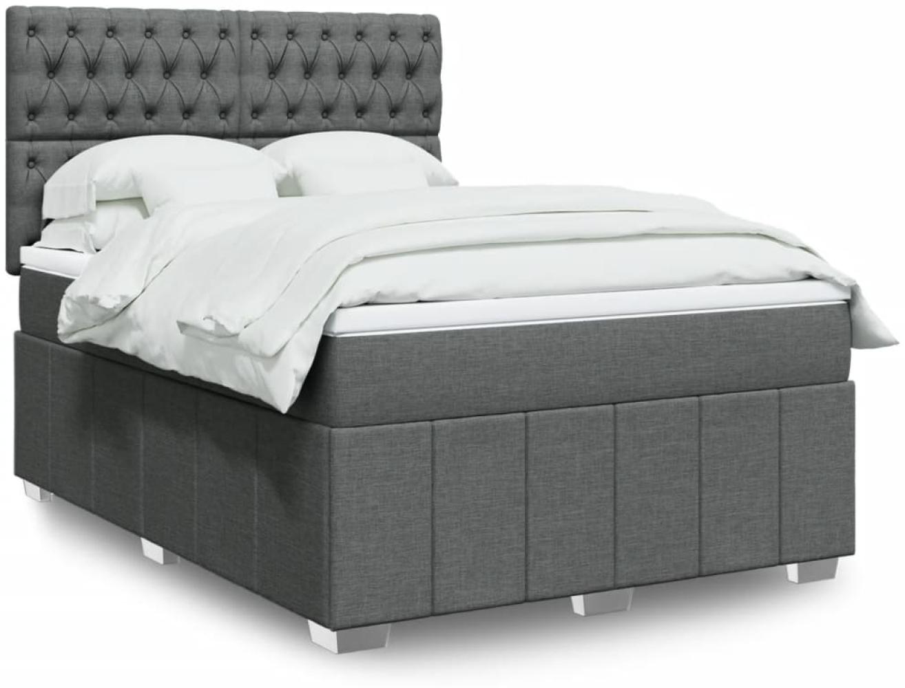 vidaXL Boxspringbett mit Matratze Dunkelgrau 140x190 cm Stoff 3293971 Bild 1